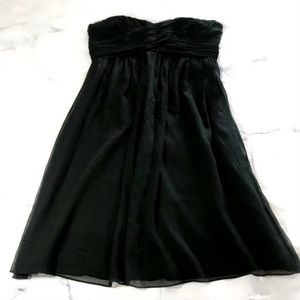 J. Crew Black Flowy Silk Strapless Dress